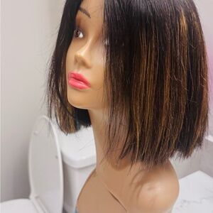 Stylish Brown and Black Human Hair Bob Wig